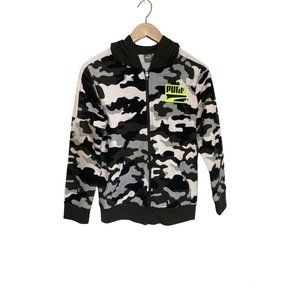 Puma kids boy camouflage hoodie size M zipper closure